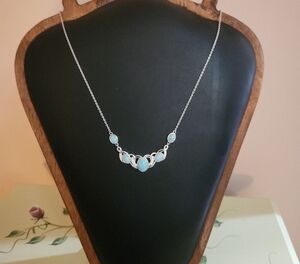 JTV Hemimorphite White Zircon 925 Sterling Silver Necklace